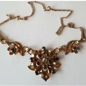 Vintage Barclay 1/20 12 KT gold filled Necklace with smoky Crystals Pendant